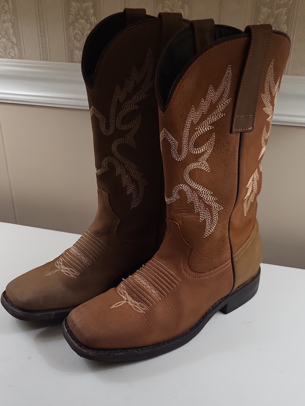 Masterson Men's Classic Brown Western Cowboy Boots, Size 7.5